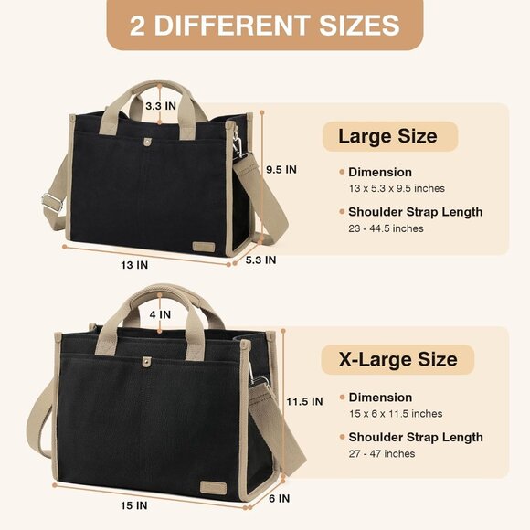 Large Water-Resistant Canvas Tote Bag with Adjustable Strap - Chic and Practical - Picture 3 of 7